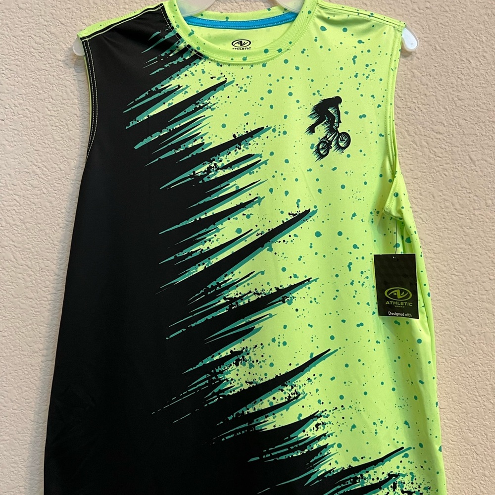 Athletic Works Boys Green Graphic Tank Top Cool Sporty Looking For Summer.